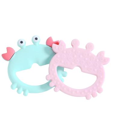 PREMYO Cooling Teething Ring for Babies - BPA-Free Silicone Teething Aid - Soft Relief for Teething Pain - Crab Mint Flavor - Buy Online on SooperMarket.com
