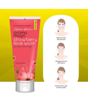Aroma Magic Strawberry Face Wash - Gentle Moisturizing Cleanser for All Skin Types | Hydrates & Purifies Skin | 3.38 Fl Oz - Buy Online on SooperMarket.com