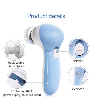 Buy MOSCHOW Face Cleansing Brush 4-in-1 Set - Waterproof Facial Brush with Exfoliating Heads - Blue - Buy Online on SooperMarket.com