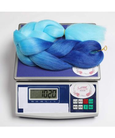 Showjarlly Jumbo Braid Hair Extensions - 24-Inch Ombre Kanekalon Crochet Twists (5 Pack) - Blue/Sky Blue - Perfect for Braids and Box Braids - Buy Online on SooperMarket.com