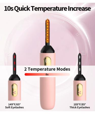 Buy Heated Eyelash Curler - Electric Fast Heating Rechargeable 2 Modes | Long Lasting Curling Gift for Women - Pink - Buy Online on SooperMarket.com