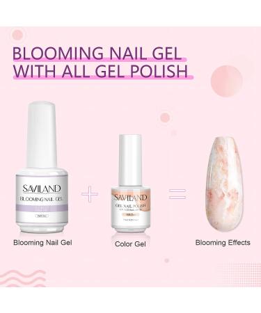 Saviland Blooming Gel - Clear 15ml Nail Polish for Marbles Effect | UV LED Soak Off with Art Brush | Manicure Kit for Salon & DIY - Buy Online on SooperMarket.com