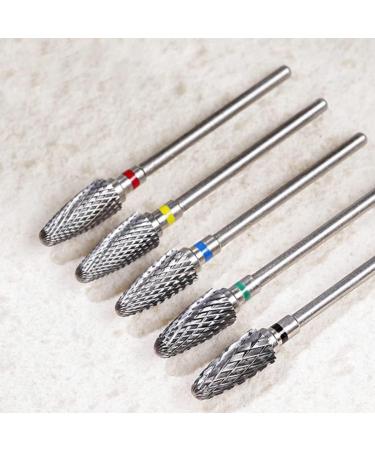 5pcs Tungsten Nail Drill Bits Set for Acrylic Nails - Professional Cuticle Polishing Bits for Manicure Pedicure - Electric Nail Files for Salon & Home Use - Buy Online on SooperMarket.com
