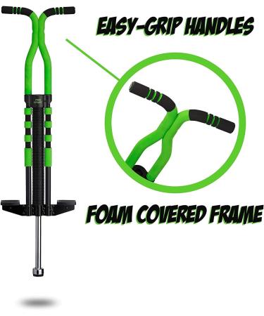 New Bounce Pro Sport Edition Pogo Stick for Kids Ages 9 and Up - 80 to 160 Lbs - Quality Easy Grip PogoStick in Black & Green for Hours of Fun - Buy Online on SooperMarket.com