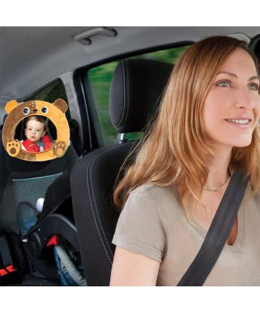 AIPINQI Baby Car Mirror | Rear and Forward Facing Easy View Cartoon Mirror for Infant and Newborn | 100% Shatterproof Safety | Bear Design - Buy Online on SooperMarket.com