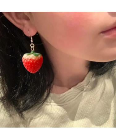 Delicate Resin Strawberry Earrings Simulation Fruit Earwears for Any Occasion - Buy Online on SooperMarket.com