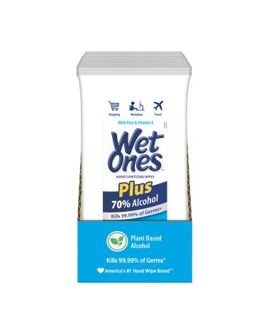 Wet Ones 70% Alcohol Hand Sanitizing Wipes, Kills 99.99% of Germs, 20 Count (Pack of 10) 10 Pack