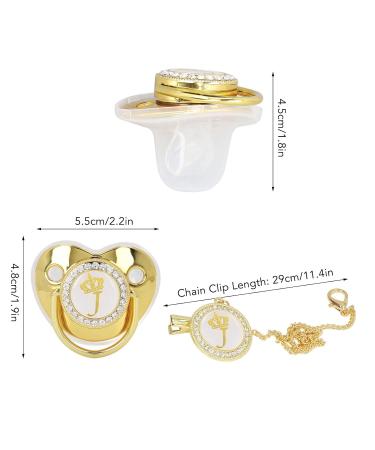 Stylish Toddler Pacifier - Portable Silicone with Golden 'J' Letter & Rhinestones - Safe & Exquisite - Buy Online on SooperMarket.com