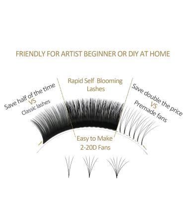 EMEDA 3D Effect Easy Fan Volume Lash Extensions | D Curl 0.05 | 2D-10D | 8-15mm Mixed Tray - Perfect for Professional Use - Buy Online on SooperMarket.com