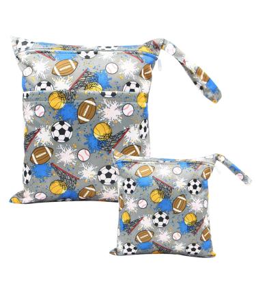 Egurs diaper bag for on the go Wetbag 1 piece large + 1 piece medium football