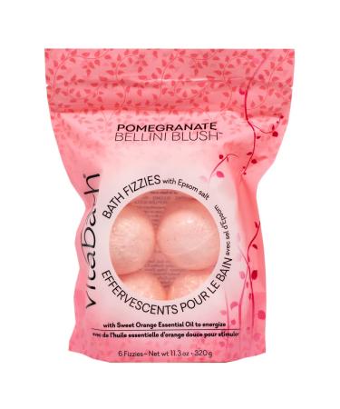 Vitabath Bath Fizzies with Epsom Salt Relax Nourish Unwind Pomegranate Bellini Blush Calming Aromatherapy for Body & Mind Muscle Soreness & Reviving Skin Nourishment - 6 Count