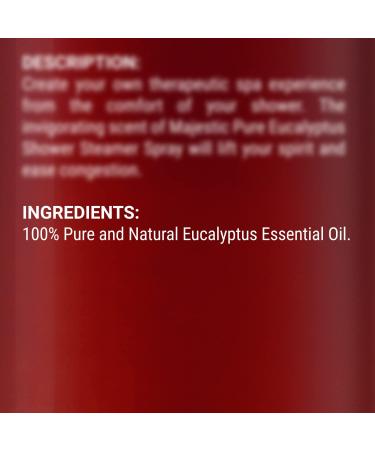 MAJESTIC PURE Eucalyptus Shower Steamer Spray - 100% Pure Essential Oil Mist - Aromatherapy Spa Room Spray - 2fl oz - Buy Online on SooperMarket.com