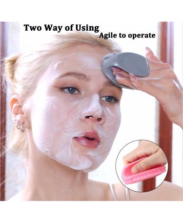 HieerBus Silicone Face Scrubber - Manual Exfoliating Brush for Sensitive Skin - Blackhead Removing, Pore Cleansing and Massaging Tool - Grey+White - Buy Online on SooperMarket.com