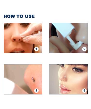 4-Pack Nose Piercing Kit | Disposable Self Piercing Gun with Built-in Studs | Safe & Convenient | Ideal for Family Use (White + Pink) - Buy Online on SooperMarket.com