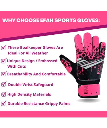 EFAH Sports Soccer Goalkeeper Gloves for Boys | Size 6 | Ages 13-15 | Great Grip & Comfort | Pink - Buy Online on SooperMarket.com