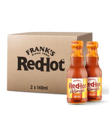 Frank's RedHot Buffalo Wings Sauce 148 ML | Pack of 2 | Hot Chilli Sauce | Irresistible Taste | Vegan & Non-Vegan Cuisine | Perfect for Chicken Wings Burritos and Fajitas Buffalo 148 ml (Pack of 2)