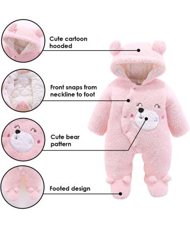 Newborn Cartoon Bear Snowsuit | Baby Winter Coat Romper | Eurobuy Pink 6-9 Months - Buy Online on SooperMarket.com