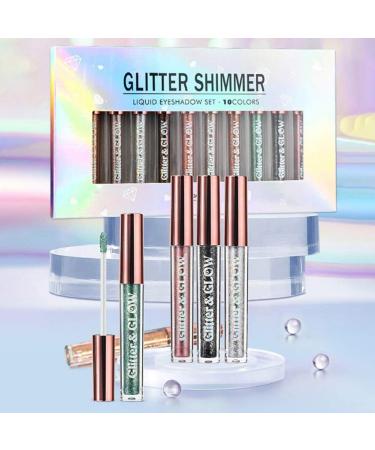 Liquid Glitter Eyeshadow Set Reddhoon 10 Colors Long Lasting Waterproof Shimmer Glitter Eyeshadow Quick Drying Naked Smokey Eye Looks Sparkling Eye Shadow Makeup Kits - Buy Online on SooperMarket.com