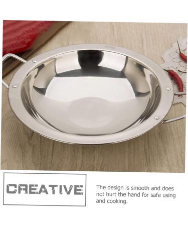 PRETYZOOM Dry Pot Amphora Hot Pot Chaffing Dishes Stainless Steel Cookware Flat Bottom Wok Pan Non Stick Frying Pans Stainless Steel Saute Pan Cookware for Kitchen Home Accessory 28X28X5.5CM Silver - Buy Online on SooperMarket.com