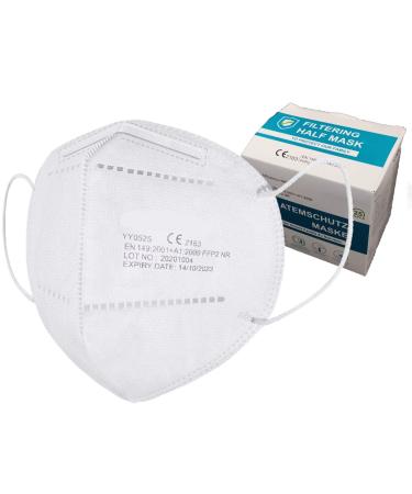 Ferreira Marques 25 pieces FFP2 masks 5-layer Staub mask with ear loops Respiratory protection mask CE certified EN 149 disposable mask white mouth protection warehouse Germany