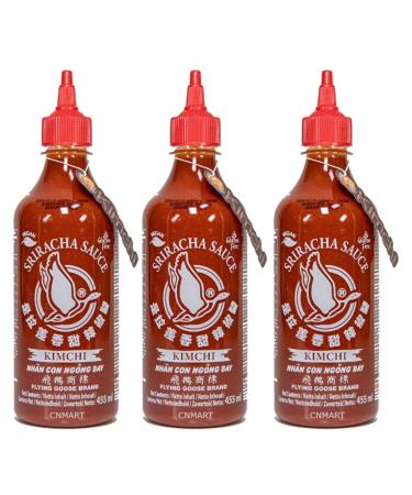 Flying Goose Sriracha Kimchi Hot Chilli Spicy Sauce Vegan 455ml (Pack of 3) by CNMART