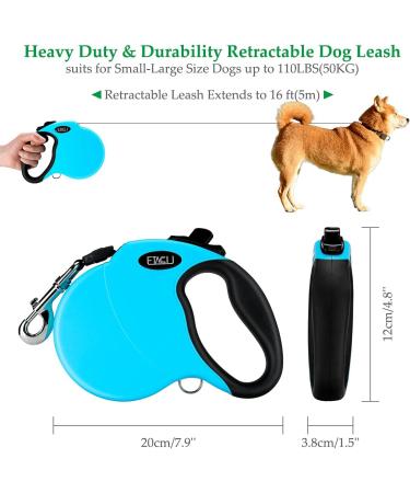 Etaccu Rollerin Retractable Dog Leash - 5m Reflective Non-Slip Handle One-Button Block For Medium & Large Dogs Up to 50kg (Blue) - International Shipping Available - Buy Online on SooperMarket.com