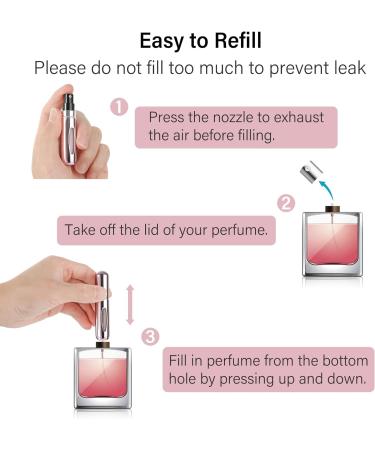Saiveina 5ml Mini Perfume Atomizer Bottles - Refillable Spray Pump Case for Travel (4 Pack) - Pink, Silver, Gold, Black - Buy Online on SooperMarket.com