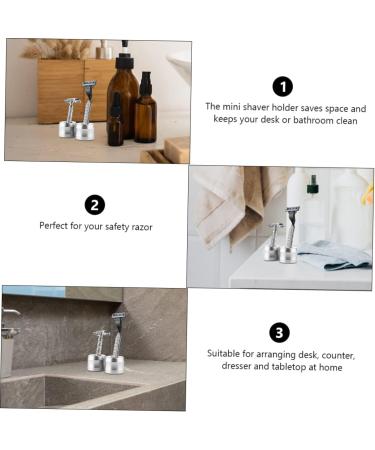 Beavorty 3-Pack Razor Holder Stand - Stainless Steel & Aluminum Alloy Safety Razor Base for Men - Travel Brush Silver - 4.3x4.3cm - International Shipping - Buy Online on SooperMarket.com