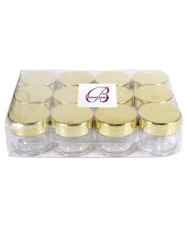 Beauticom 7g Clear Acrylic Jars Leak Proof Thick Wall for Beauty & Cosmetics (48 Pack with Gold Lids - Buy Online on SooperMarket.com