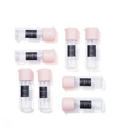 Travel Toiletries Bottles Fine Mist Spray Bottle Travel Size Leak Proof TSA Approved BPA Free Refillable Travel Liquid Bottle 8 Set (Pink 3.38 oz) 3.38 oz Pink