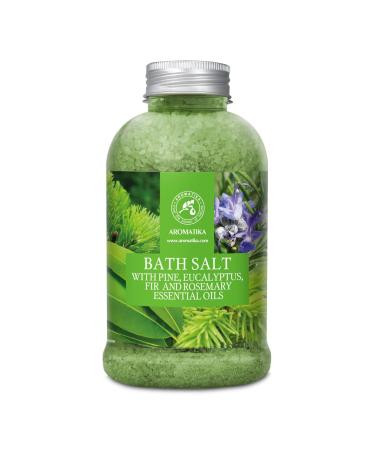 Bathing salt 600g with pine eucalyptus fir & rosemary oils - sea salt bath - body care - good sleep - beauty - bathing - wellness - relaxation - aromatherapy - spa eucalyptus 600 g (1 Pack)