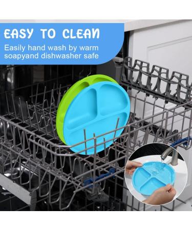 Vicloon Baby Silicone Suction Plates 2Pcs - Non Slip Divided Dishes for Toddler Self Feeding - Blue/Green - Buy Online on SooperMarket.com