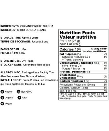 Organic Royal White Quinoa 5 Pounds - Whole Grain | Non-GMO, Kosher, Raw & Vegan | Sirtfood Superfood - Bulk 5 Pound Pack - Buy Online on SooperMarket.com