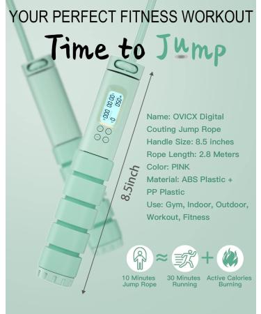 OVICX Digital Weighted Handle Speed Jump Rope - Green | Adjustable Length | Cardio Fitness Training - Buy Online on SooperMarket.com