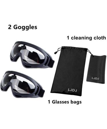 LJDJ Motorcycle Goggles Set of 2 - Anti-UV Dirt Bike ATV Motocross Protective Glasses for Men Women Kids - Adjustable Offroad Tactical Combat Goggles in Black with Clear Lens - Buy Online on SooperMarket.com