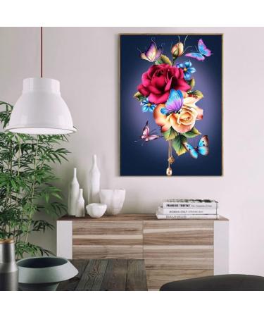 Flower Paint by Numbers Kit - Butterfly Adult DIY Oil Painting 12X16 Inch - for Adults & Kids Beginners - Pink - Buy Online on SooperMarket.com