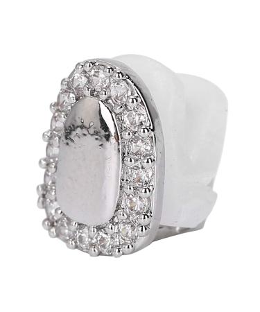 Teeth Decor Single Tooth Decoration Brass Match Easy Wearing for Party(Single Door Diamond Silver)
