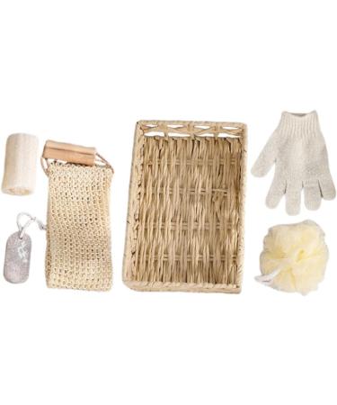 PLAFOPE 3-Piece Bath Flower Set with Rectangular Basket and Body Scrubber - Body Cleaning Kit with Loofah - 30x20cmx3pcs - Buy Online on SooperMarket.com