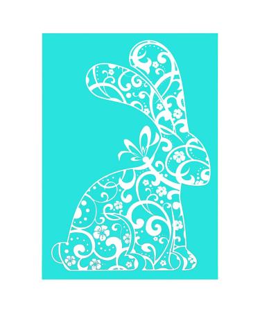 YeulionCraft Easter Theme Self-Adhesive Silk Screen Stencils Mesh Transfers Reusable Sign Stencils DIY Festival Painting on Wood Home Decor  Rabbit