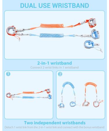 Dr. Meter Upgrade Anti Lost Wrist Link - 2 in 1 Toddlers Safety Wristband Leash with Key & Lock - Kids Anti Lost Walking Harness Rope - Dual Length 6.56ft - Pack of 1 - Buy Online on SooperMarket.com