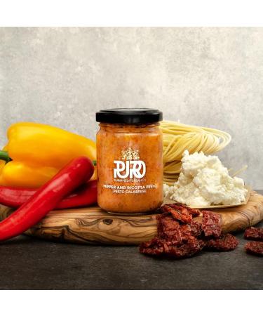 Puro Mediterraneo Pepper & Ricotta Pesto Calabrese Sauce - Authentic Italian Taste (3 X 135g) - Buy Online on SooperMarket.com