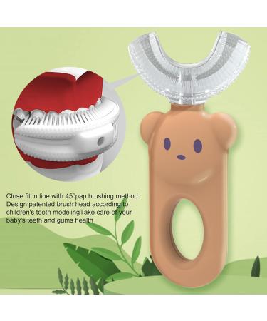 JENPECH Kids U-Shaped Toothbrush - Cartoon Bear Shape - Food Grade Soft Silicone Brush Head 360 Oral Teeth Cleaning Design for Toddlers and Children Brown - Buy Online on SooperMarket.com