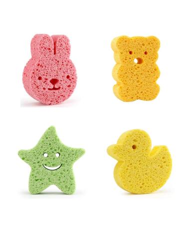 ConStore 4pcs Baby Bath Sponge Toddler Foam Rub Shower Sponge Soft Scrubber Bath Brush Rubbing Towel Exfoliating Soothing Sponge for Bathroom Supply
