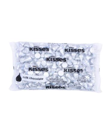 HERSHEY'S KISSES Silver Foils Milk Chocolate Candy, Bulk, 66.7 oz Bulk Bag (400 Pieces)