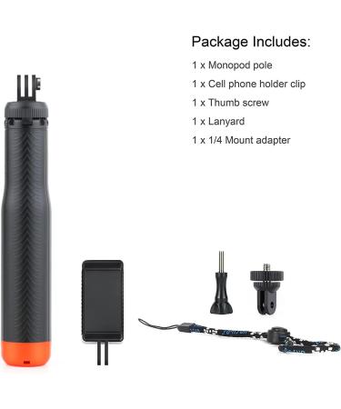 SOONSUN 4-in-1 Floating Selfie Stick for GoPro, DJI OSMO, AKASO, Insta360 - Red | Floating Handle, Extendable Monopod, Hand Grip, Tripod Stand - Buy Online on SooperMarket.com