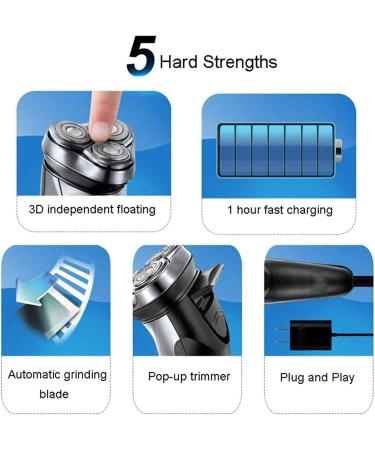 Buy Waterproof Electric Shavers for Men | Cordless USB Rechargeable Rotary Razors - Silver & Brown - Buy Online on SooperMarket.com