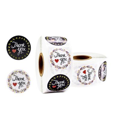 Thanks stickers 1000 pieces you you label round self-adhesive label sticker thank you sticker for gift bags envelopes wedding birthday presents Christmas presents 2 roles thank you