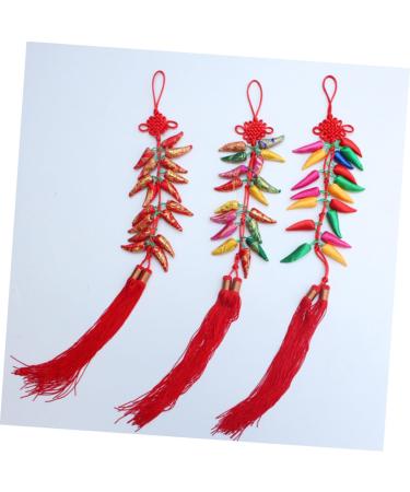 PRETYZOOM Colorful Decor Chinese New Year Chili Pendant Home Decor Red Decor Wedding Celebration Decor Tassel Fake Chili Red 50x8x1cm - Buy Online on SooperMarket.com