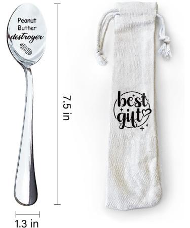PWHINGN Peanut Butter Destroyer Engraved Stainless Steel Spoon - Birthday Gift for Peanut Butter Lovers - Great Christmas Gifts for Boys Girls Moms Dads Grandmas and Grandpas - Buy Online on SooperMarket.com