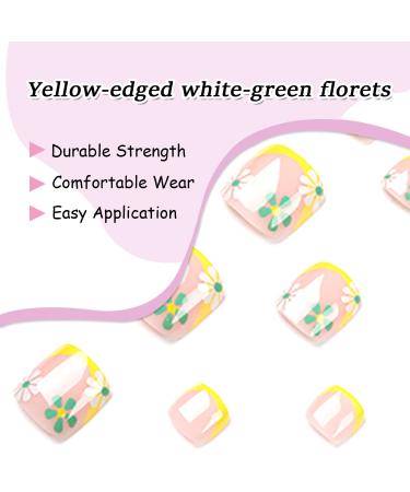 White Rose Coffin Fake Toe Nails - Exquisite Daisy Designs | 24Pcs Stick-on Toenails with Glue for Women - Buy Online on SooperMarket.com